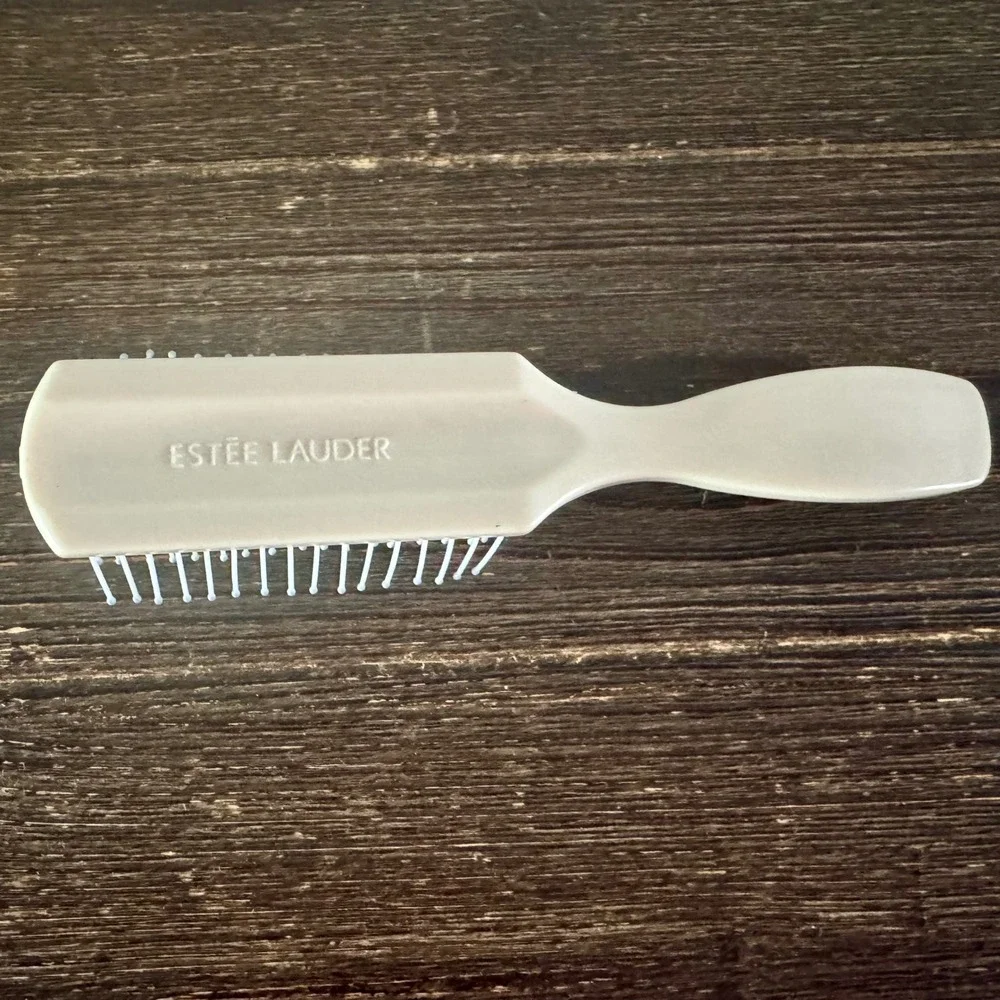 Vintage Estee Lauder Hair Brush White Plastic Ball Tipped Travel Size Small New